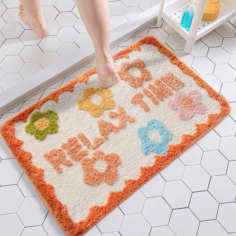 1PC Ins Simple Bathroom Floret Multicolored Carpet Flower Area Rugs Anti Slip