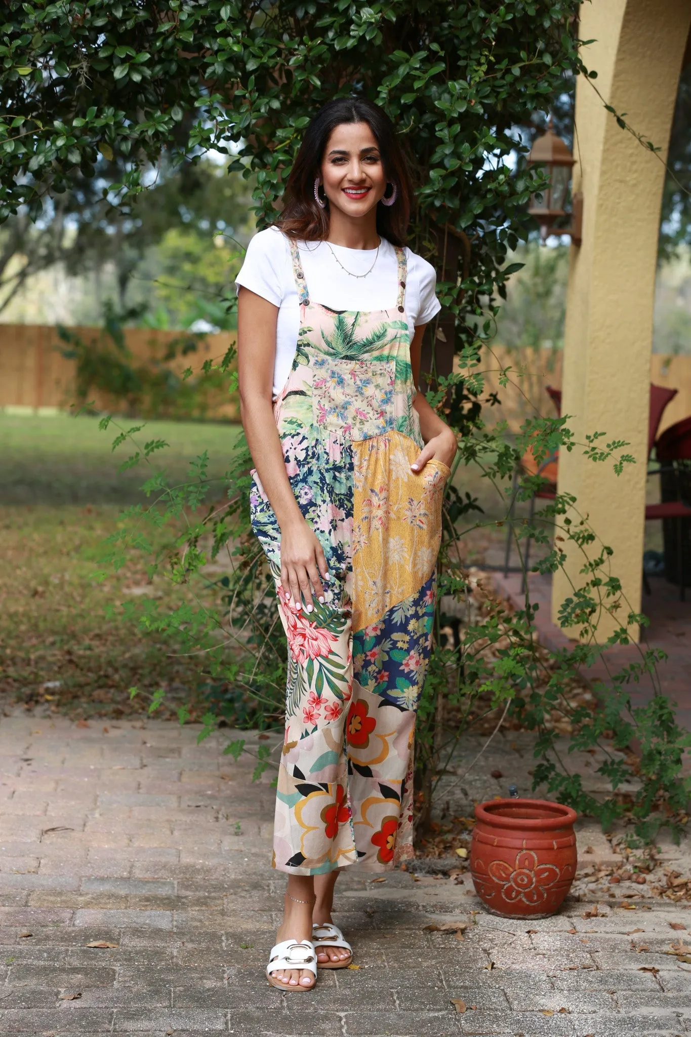 225278 Tropical Symphony Hippie Patchwork Overalls