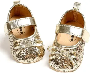 Antheron Baby Girls Mary Jane Flats Soft Sole Infant Moccasins Floral Sparkly Toddler Princess Dress Shoes
