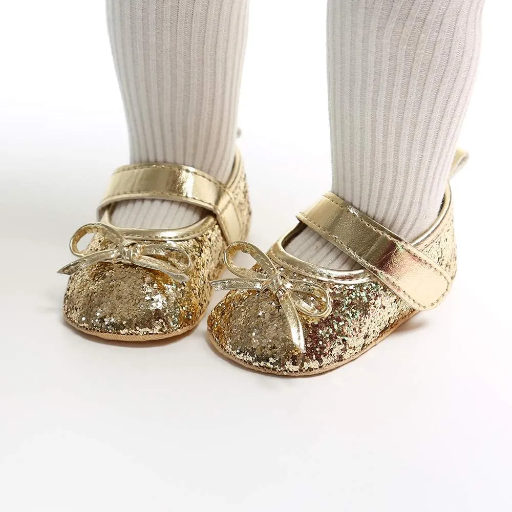 Antheron Baby Girls Mary Jane Flats Soft Sole Infant Moccasins Floral Sparkly Toddler Princess Dress Shoes