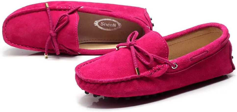 ANUFER Women's Classic Suede Penny Loafers Comfort Handmade Slipper Moccasins