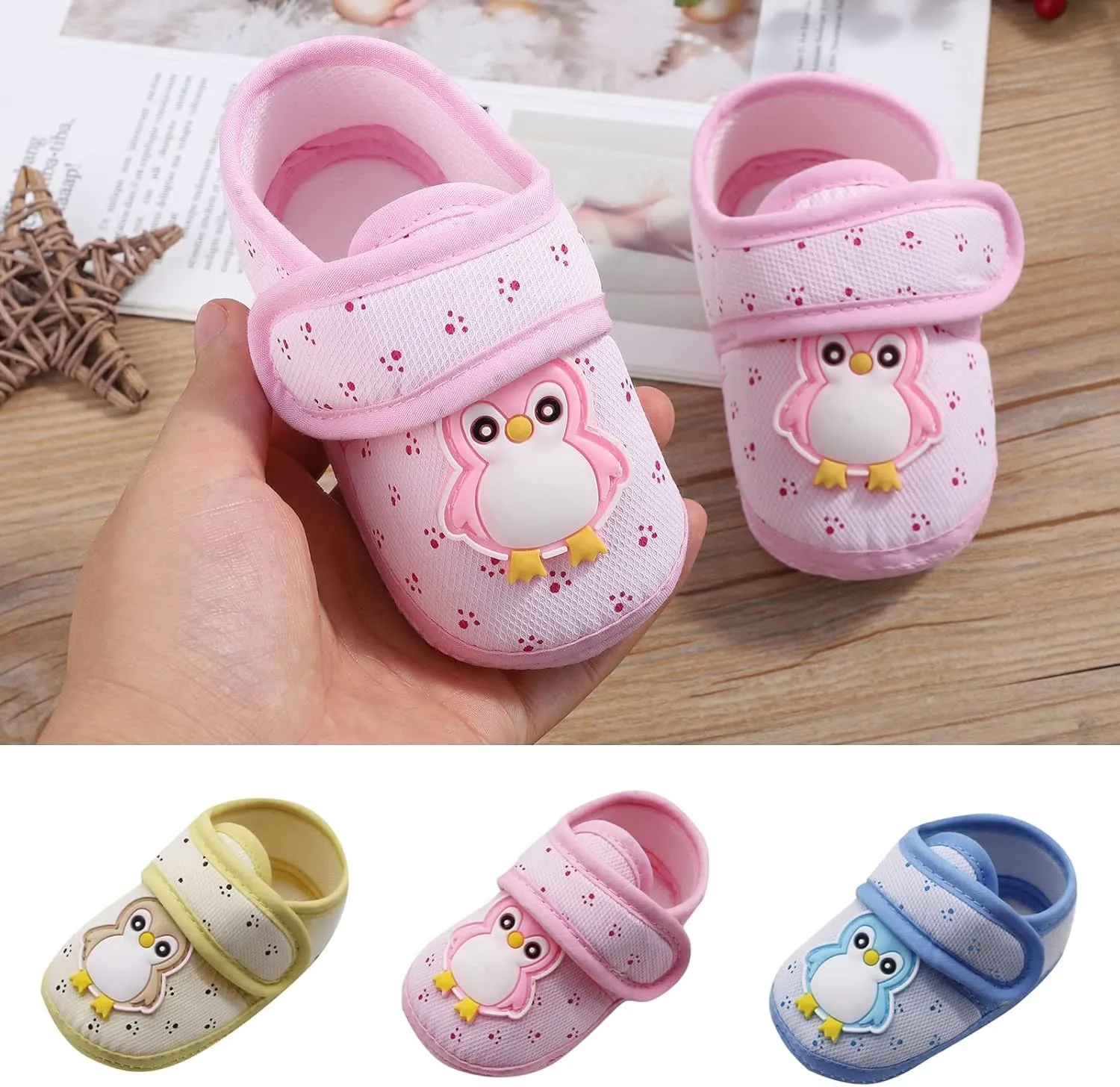 Baby Shoes Boy Infant Baby Girls Boy Prewalker Penguin Cartoon Single Shoes (Pink, 12-18 Months)