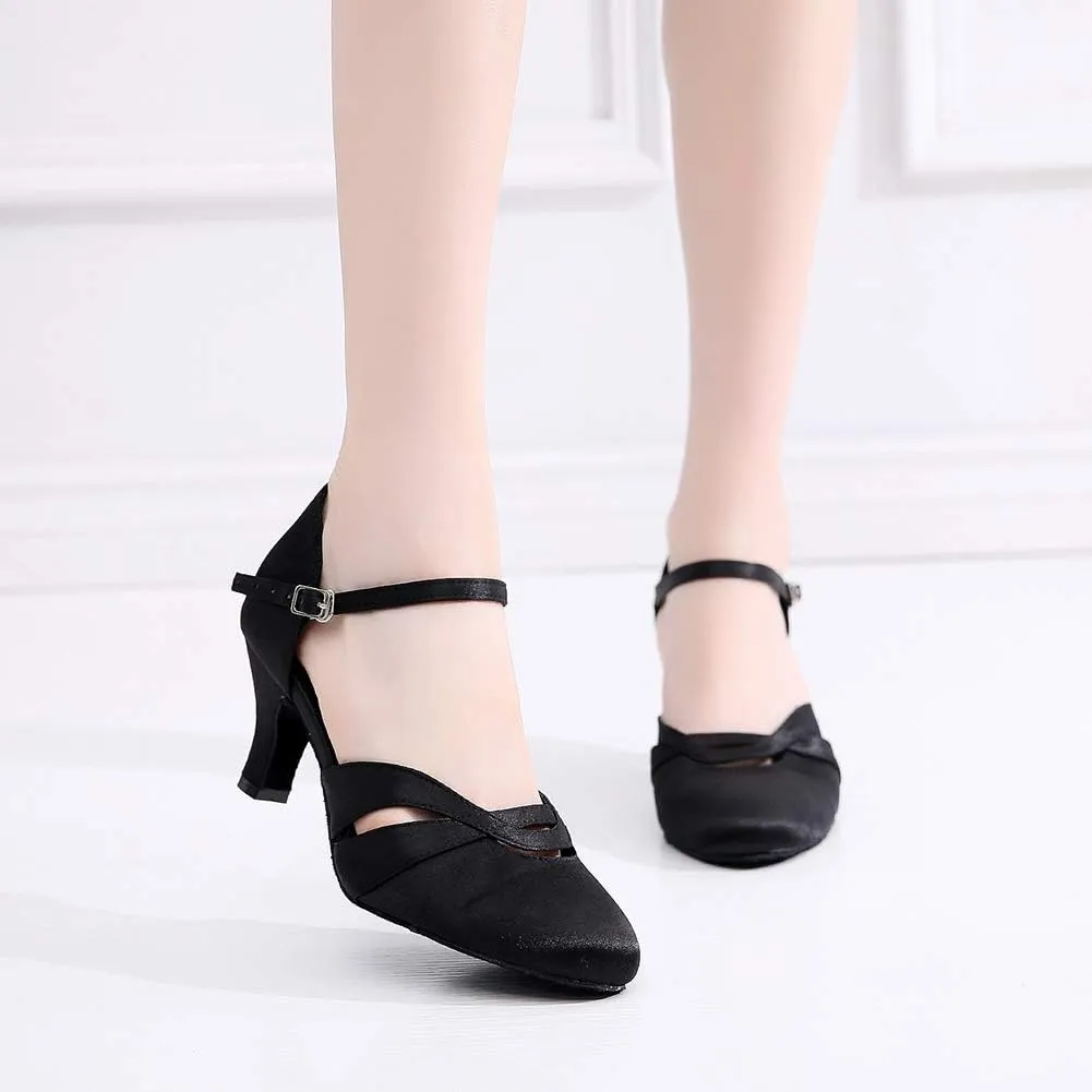 Ballroom Dance Shoes Women Closed Toe Ladies Latin Salsa Waltz Social Dancing Heels-2 1/3" Heel