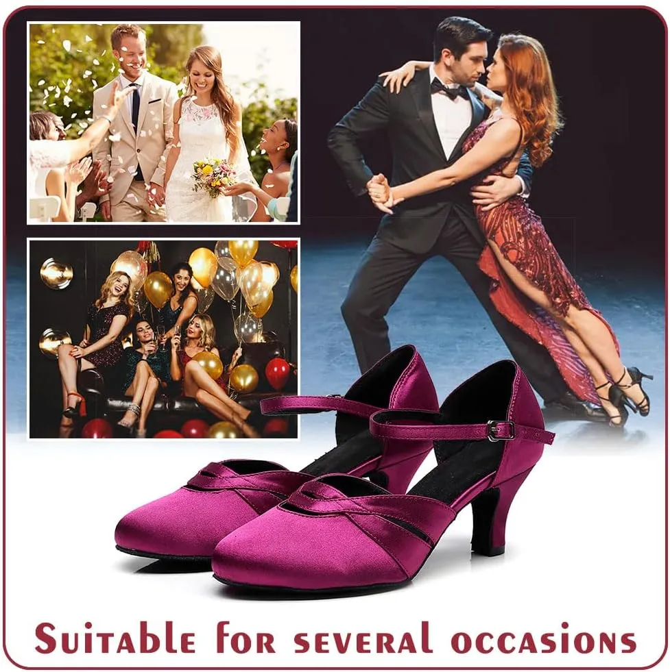 Ballroom Dance Shoes Women Closed Toe Ladies Latin Salsa Waltz Social Dancing Heels-2 1/3" Heel
