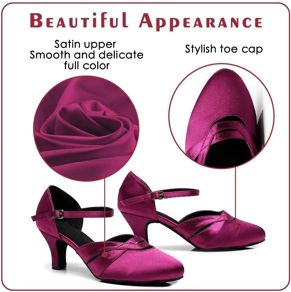 Ballroom Dance Shoes Women Closed Toe Ladies Latin Salsa Waltz Social Dancing Heels-2 1/3" Heel