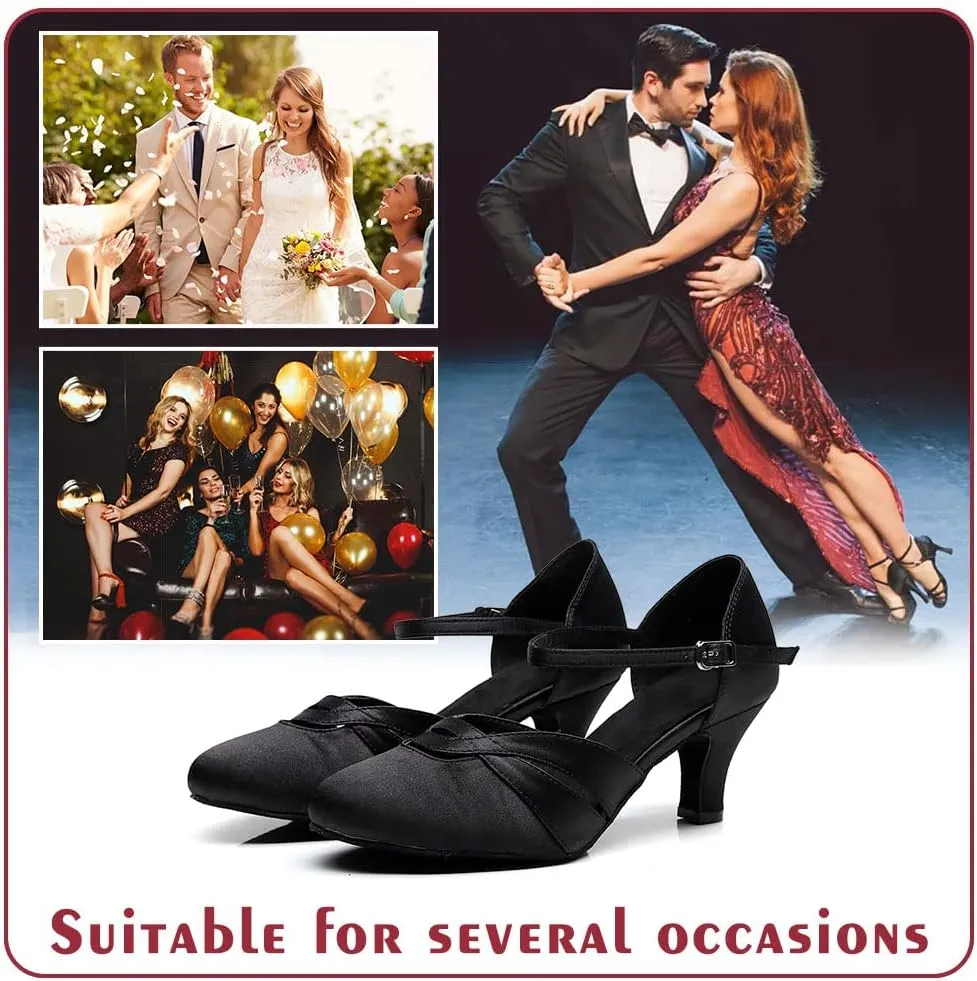 Ballroom Dance Shoes Women Closed Toe Ladies Latin Salsa Waltz Social Dancing Heels-2 1/3" Heel