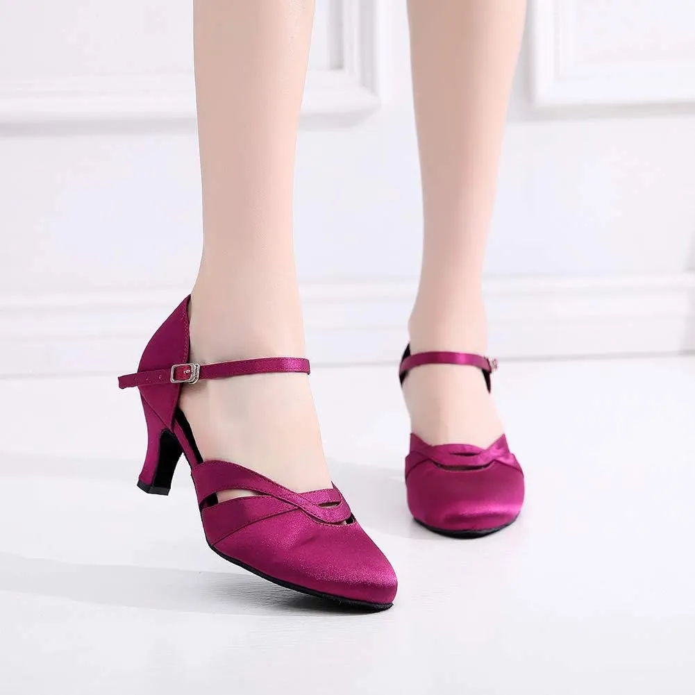 Ballroom Dance Shoes Women Closed Toe Ladies Latin Salsa Waltz Social Dancing Heels-2 1/3" Heel