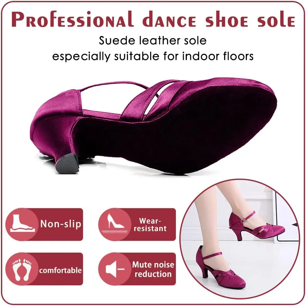 Ballroom Dance Shoes Women Closed Toe Ladies Latin Salsa Waltz Social Dancing Heels-2 1/3" Heel