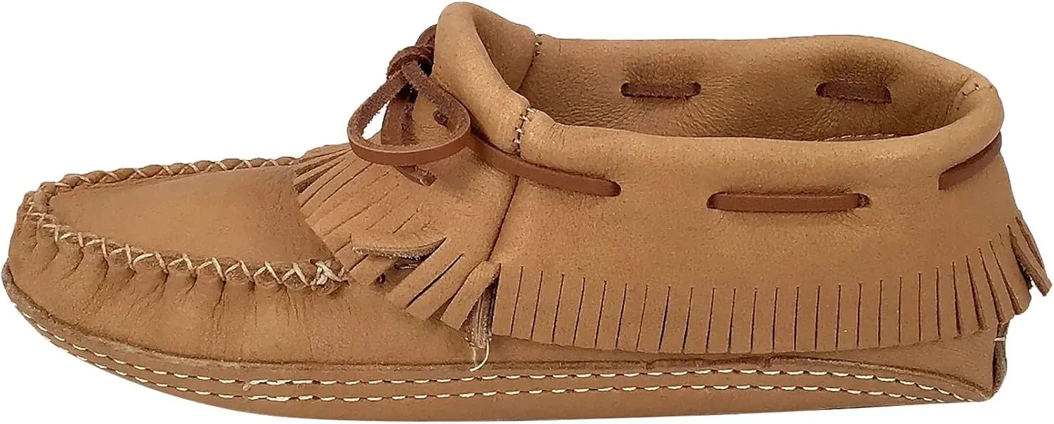Bastien Industries Women's Moose Hide Leather Fringed Earthing Moccasins