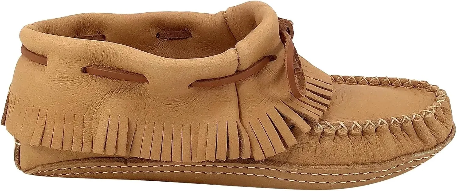Bastien Industries Women's Moose Hide Leather Fringed Earthing Moccasins