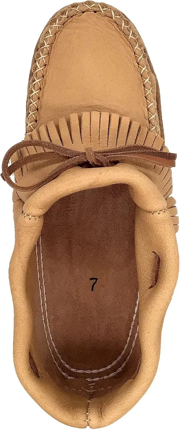 Bastien Industries Women's Moose Hide Leather Fringed Earthing Moccasins