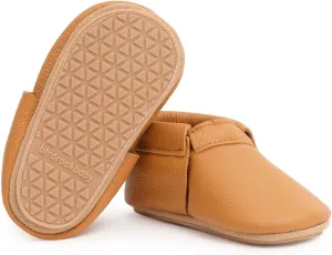 BirdRock Baby Hard Sole Fringeless Moccasins - Genuine Leather Shoes for Boys and Girls