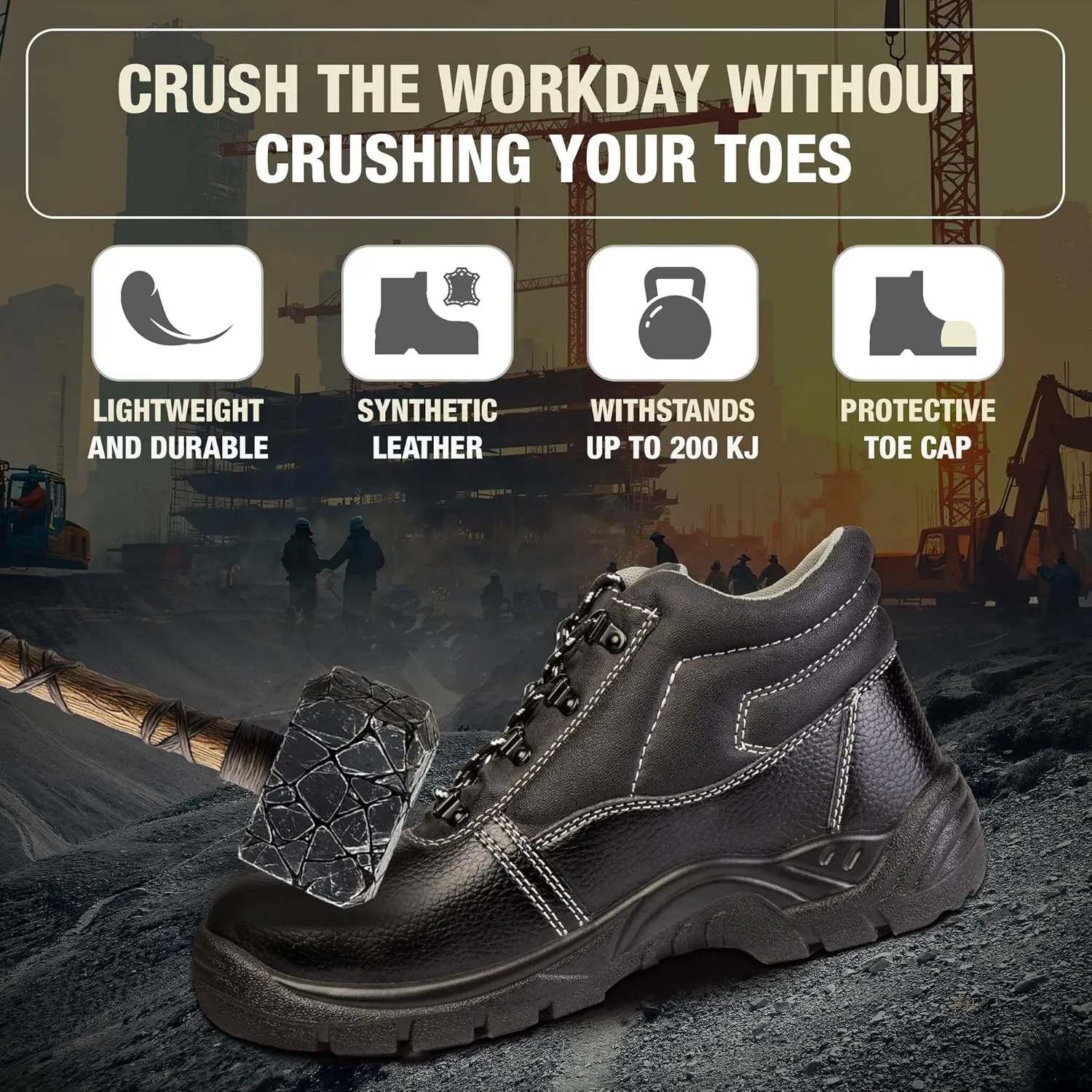 Boots Masters - Steel Safety Toe - Puncture-Proof Steel Sole - Utility Work Boots for Construction and Warehouse