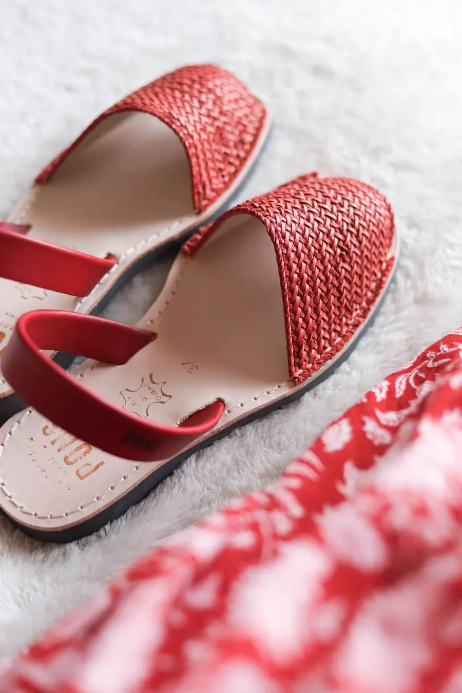 Braided Leather Avarca Pons - Red