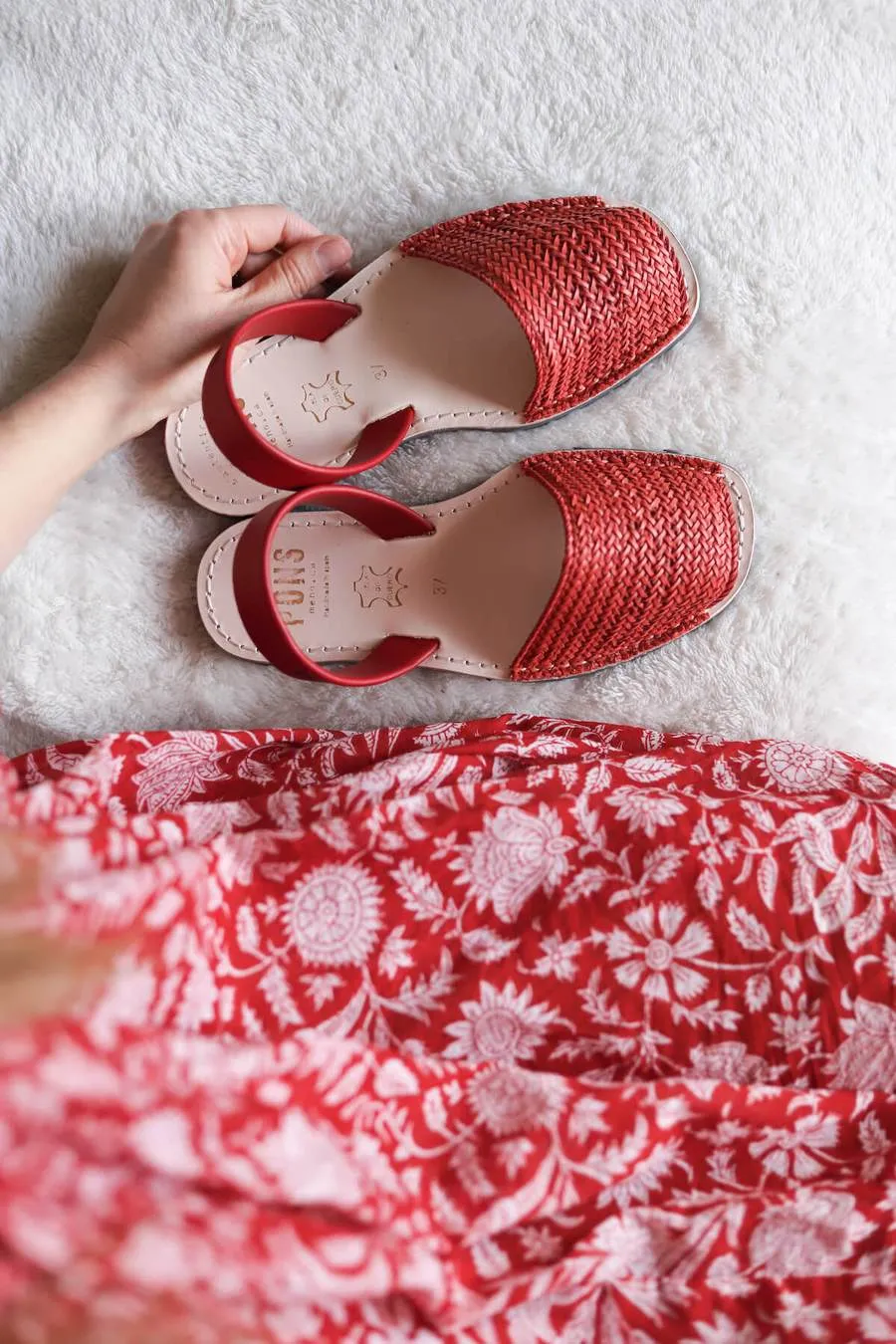 Braided Leather Avarca Pons - Red