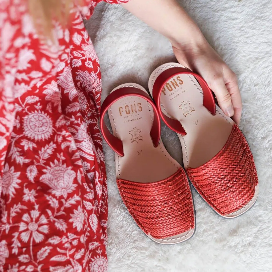 Braided Leather Avarca Pons - Red