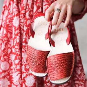 Braided Leather Avarca Pons - Red