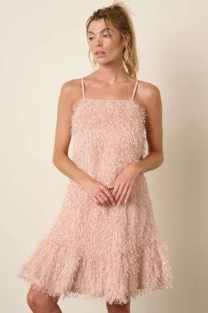 Brielle Feather Ruffle Hem Mini Cami Dress