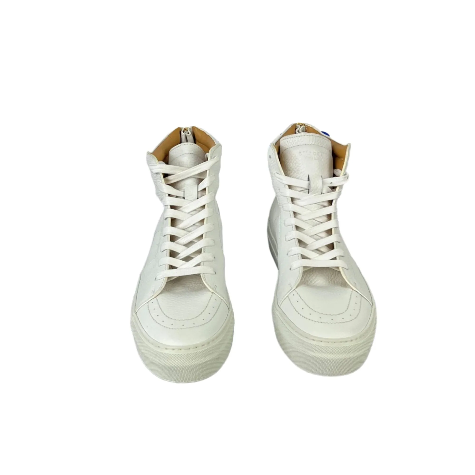 Buscemi Men's 140MM Zip White Leather Sneakers SAMPLE