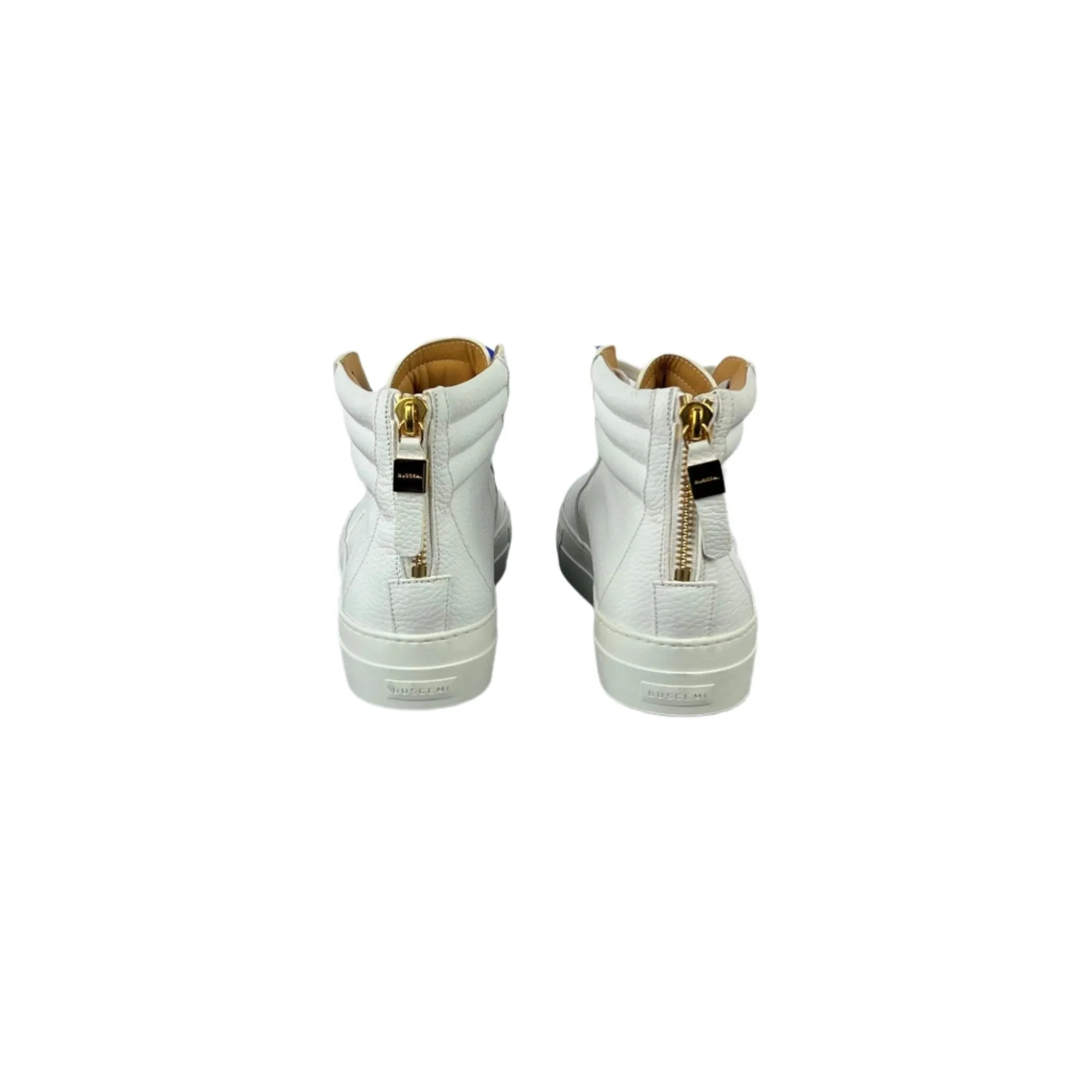 Buscemi Men's 140MM Zip White Leather Sneakers SAMPLE