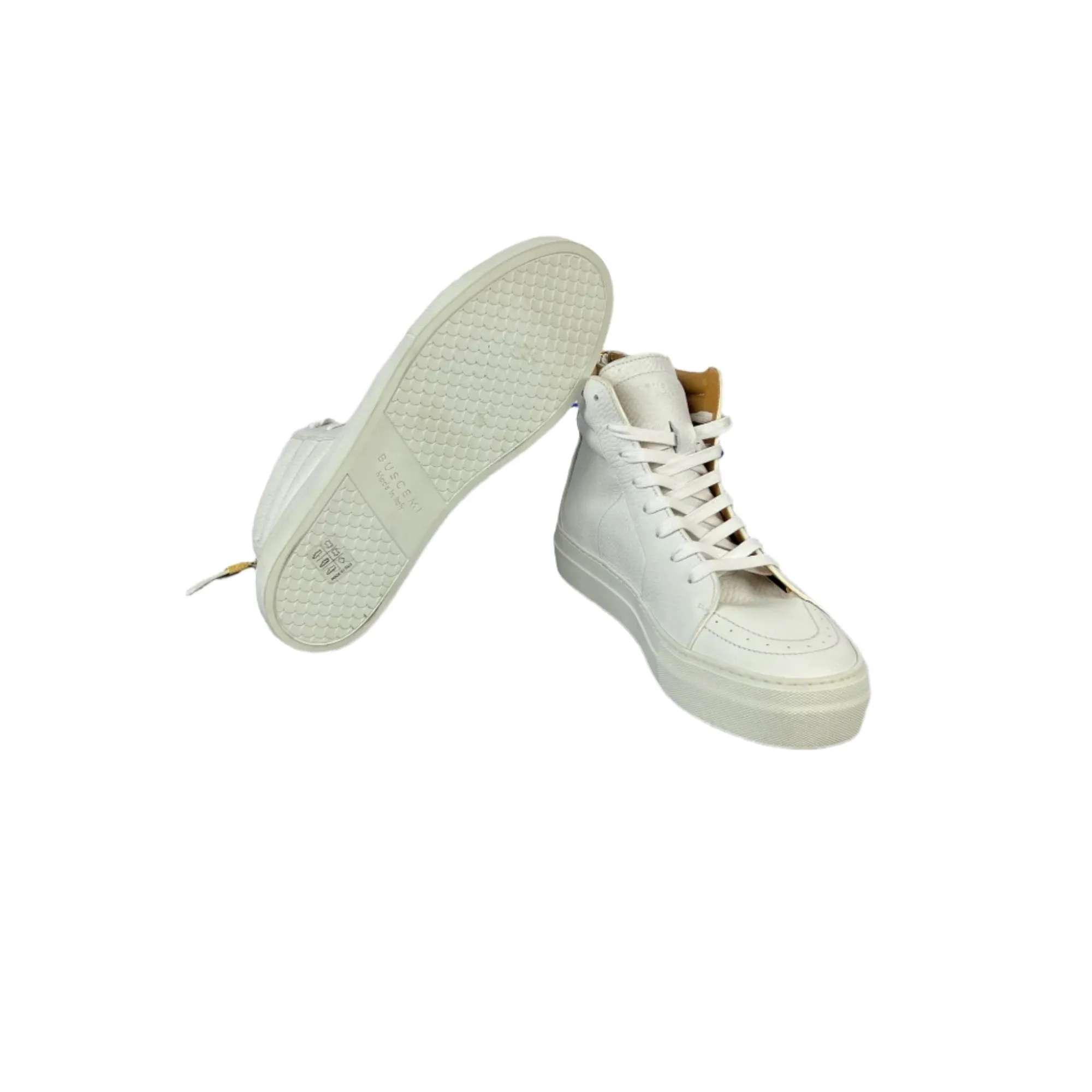 Buscemi Men's 140MM Zip White Leather Sneakers SAMPLE
