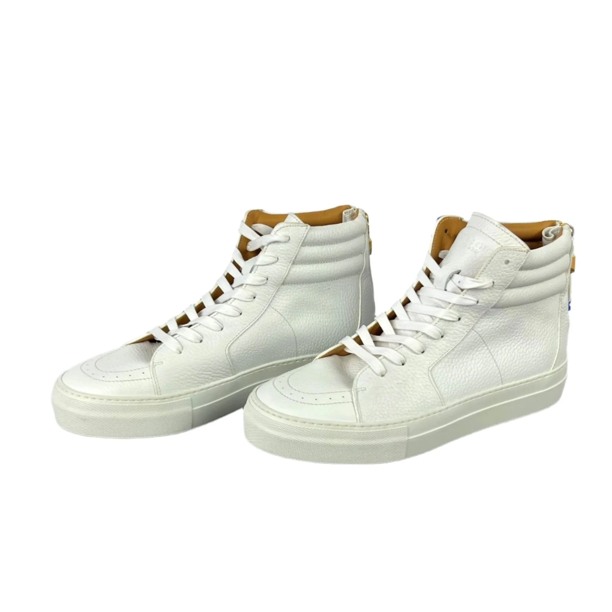 Buscemi Men's 140MM Zip White Leather Sneakers SAMPLE