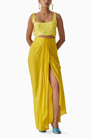 Canary Sequin Blouse & Knot Skirt