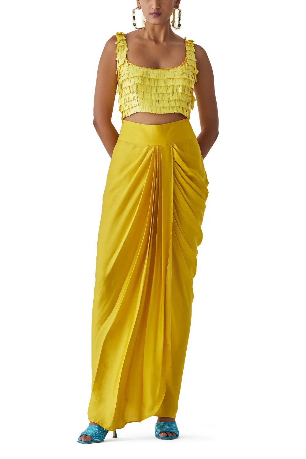 Canary Sequin Blouse & Knot Skirt