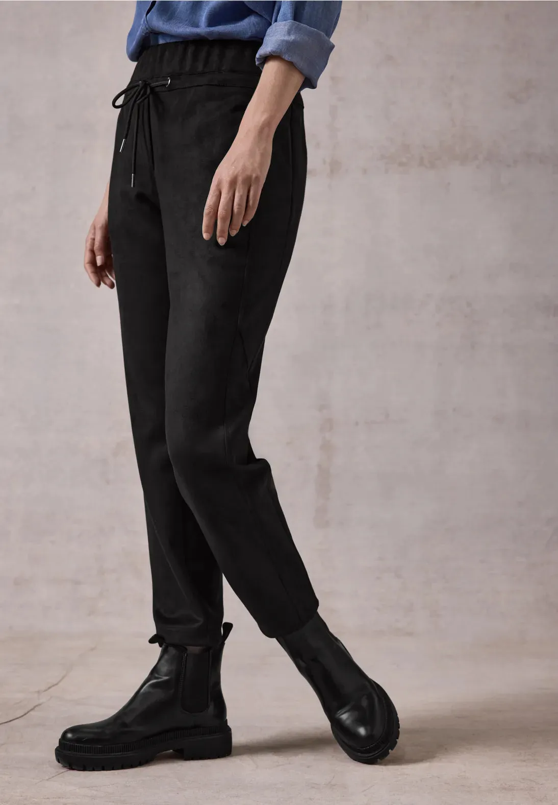 Cecil Black Fake SuedeTrouser 378175
