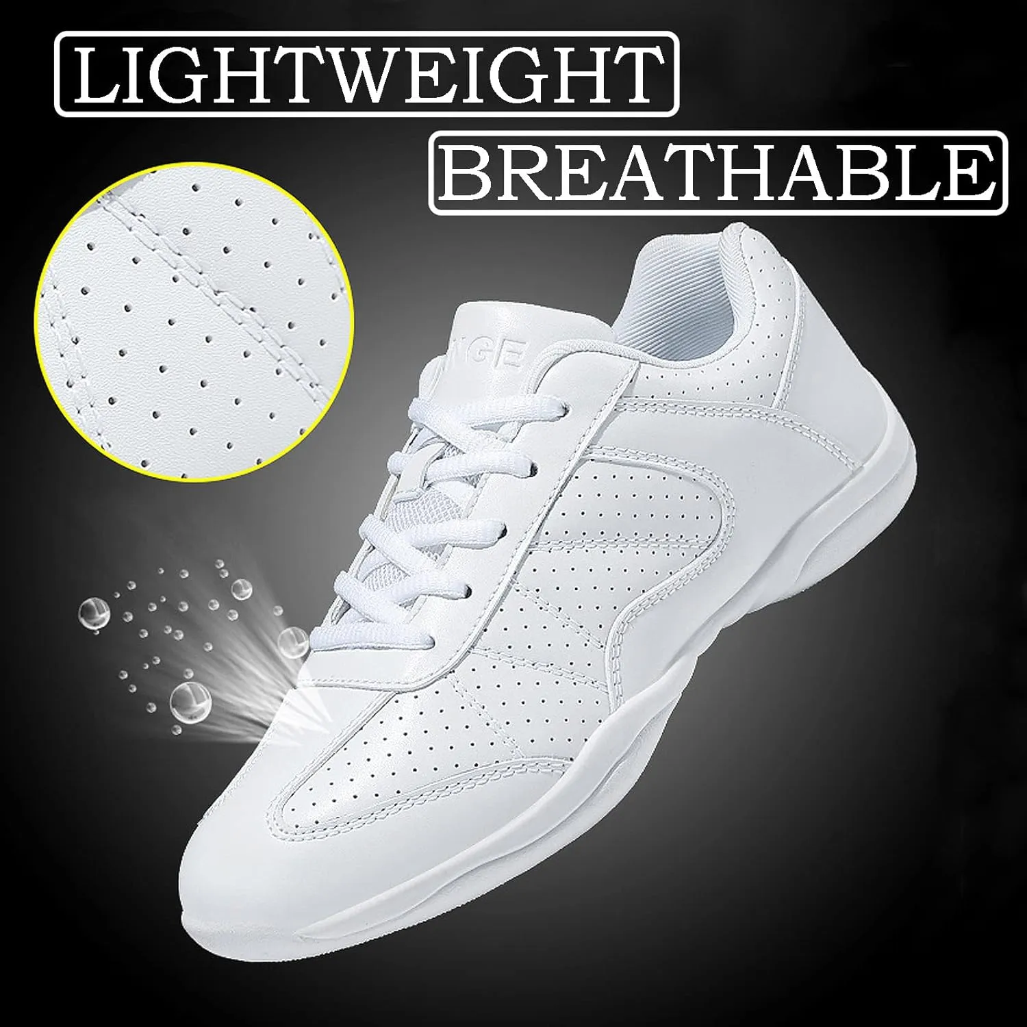 CERYTHRINA Womens White Cheerleading Shoes Girls Athletic Cheer Dance Shoes Lightweight Training Competition Tennis Sneakers Team Sports Shoes