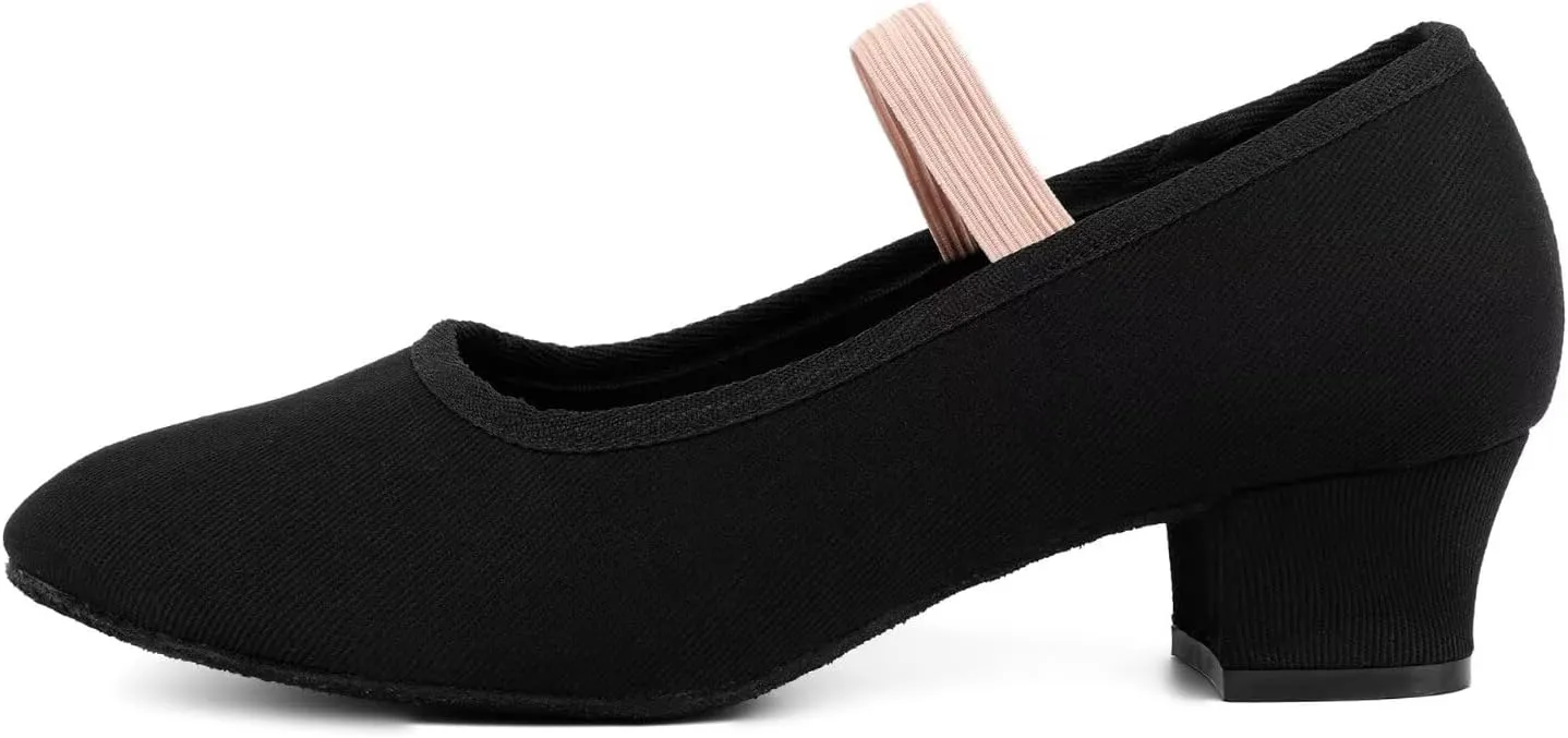 Character Dance Shoes for Women with Elastic Strap,Easy to Put On, Versatile for Various Dances, Fashionable Design - Ideal for Ballroom, Salsa, Tango, Flamenco, Latin Dancers