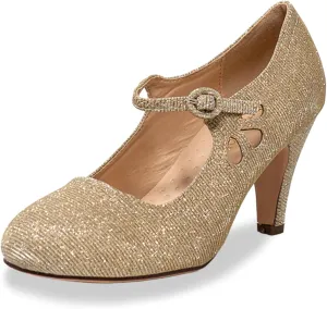 Chase & Chloe Kimmy-21 Women's Round Toe Pierced Mid Heel Mary Jane Style Dress Pumps