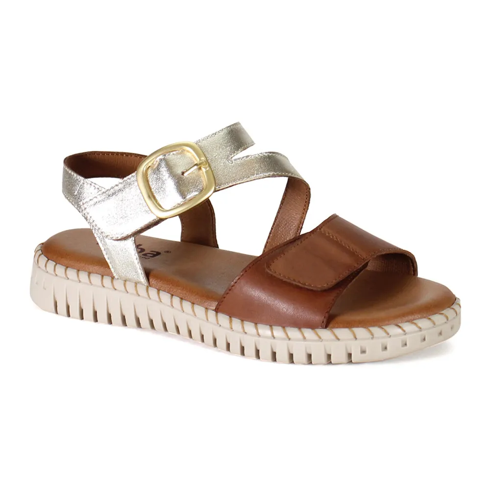 Chaufer Metallic Ankle Strap Sandals