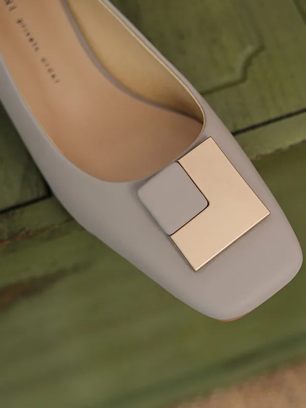 Chicmy-Elegant Square Buckle Chunky Square Mid Heel Shoes