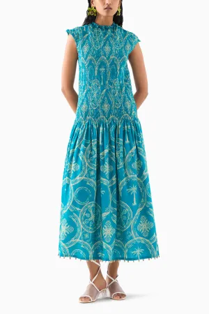 Coconut Palm Ruching Dress