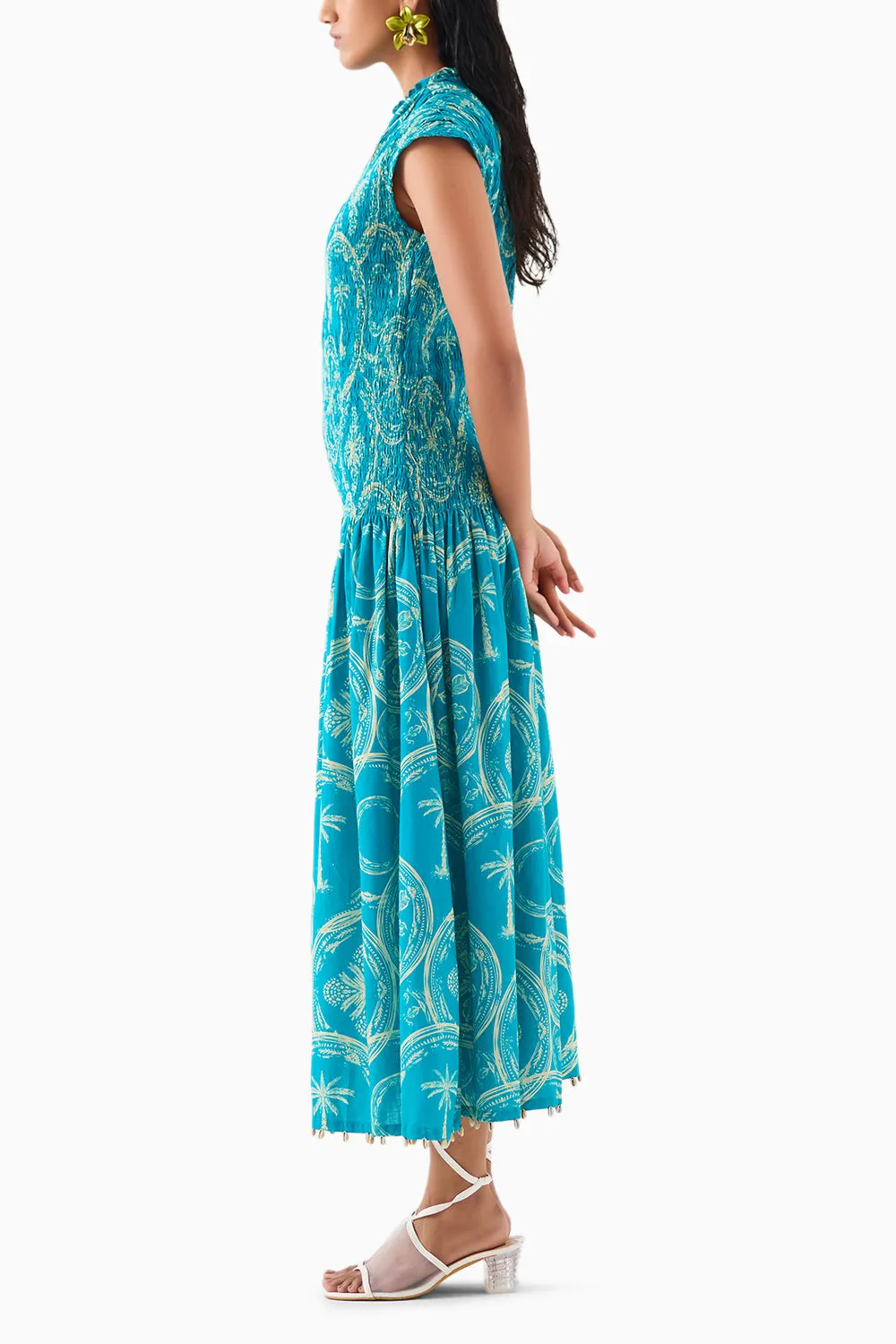 Coconut Palm Ruching Dress