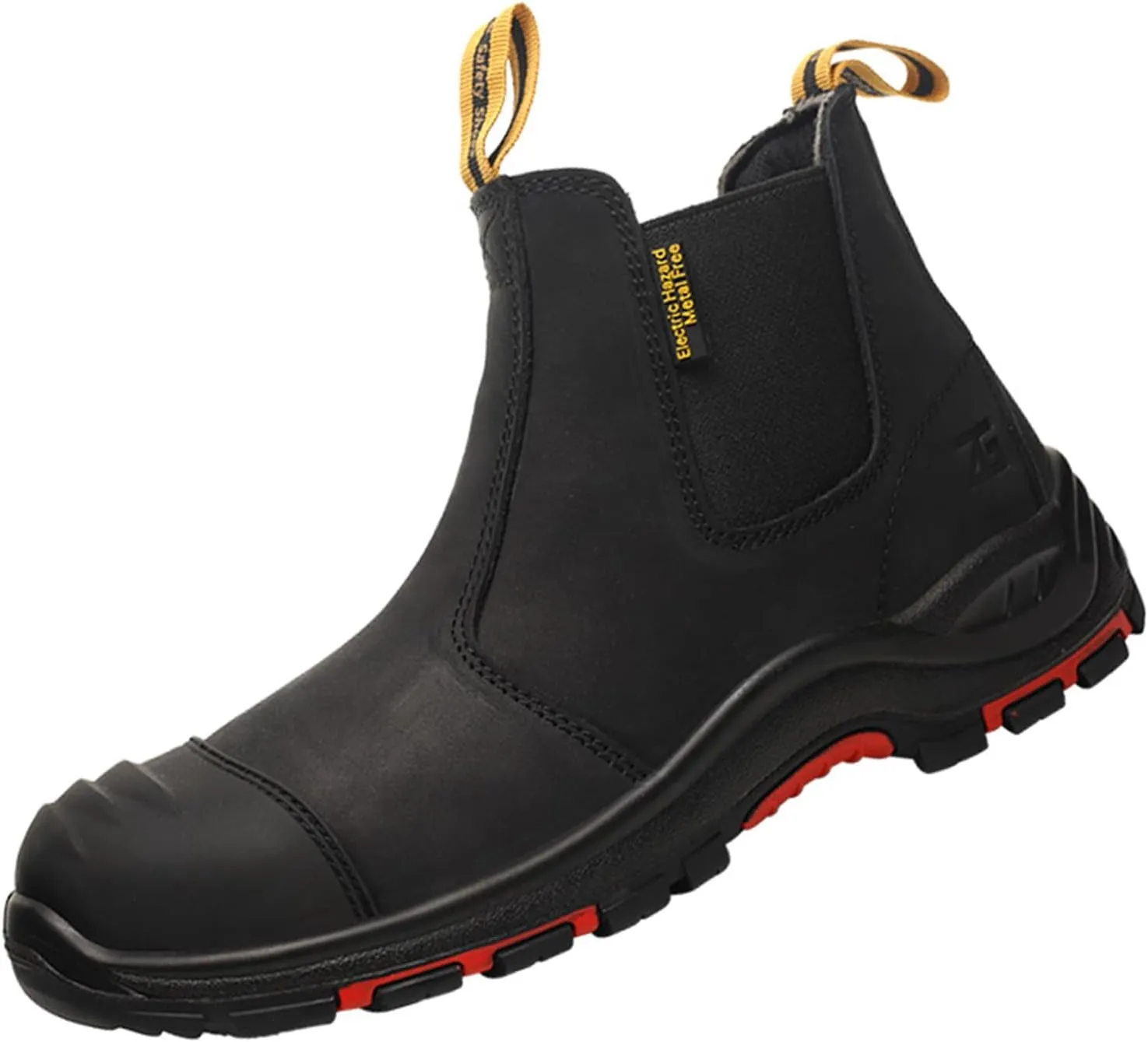 Composite Steel Toe Boots for Men Work Genuine Leather Anti-slip Safety insulated Shoes Smash and Puncture Resistant High Top Slip on Chelsea Boots