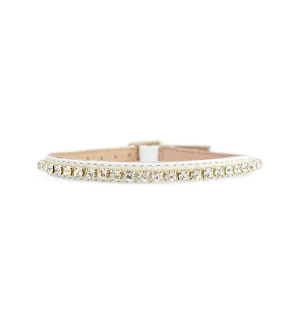 Crystal Ankle Strap White Leather