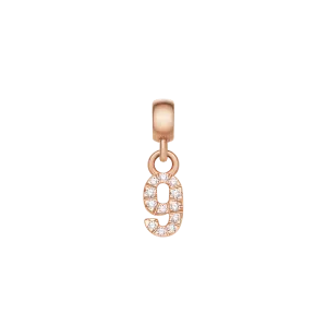 Crystal Number Charm Rose Gold