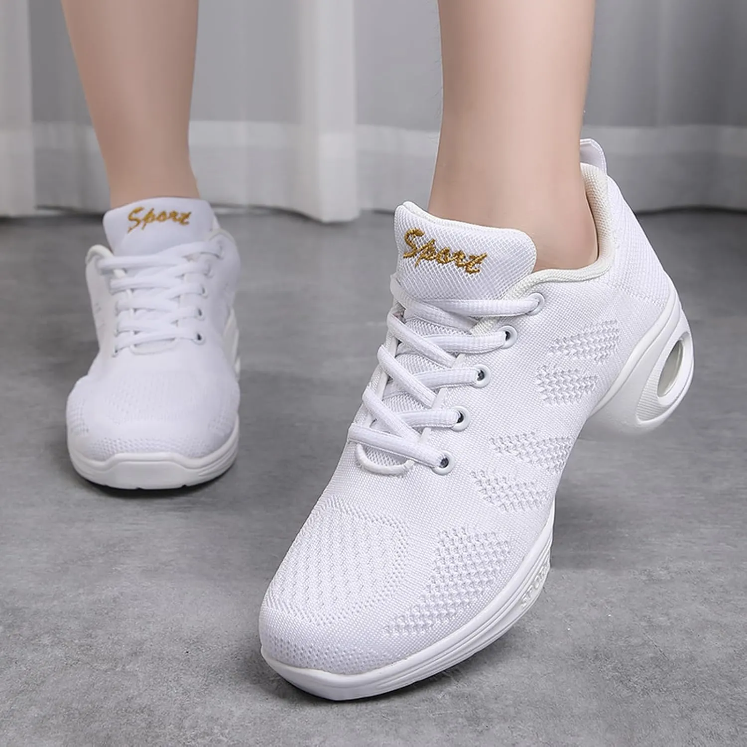 Dance Shoes for Women Jazz Shoes Split Sole Dance Sneakers Lace-up Air Cushion Jazz Sneakers Breathable Modern Dance Shoes Platform Walking Dance Shoe