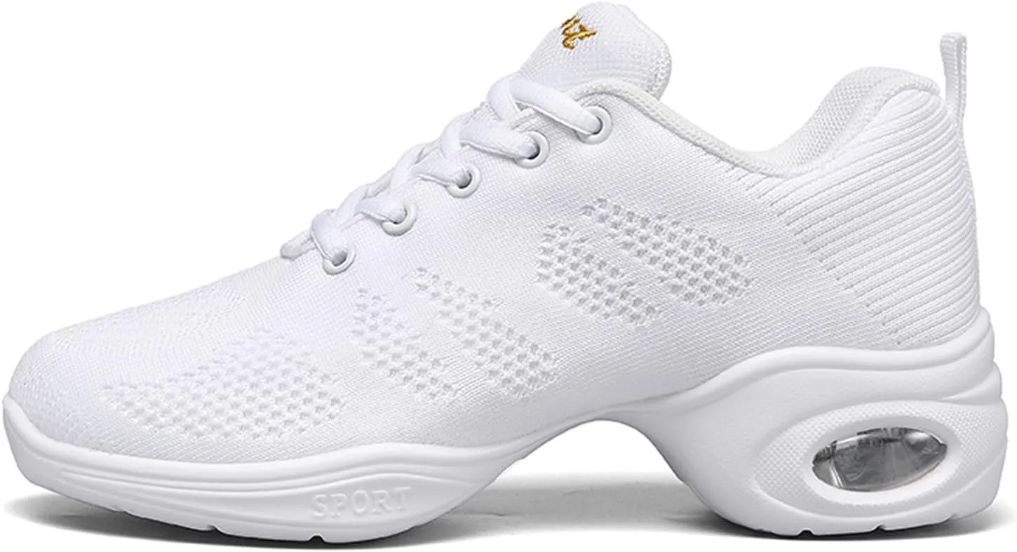 Dance Shoes for Women Jazz Shoes Split Sole Dance Sneakers Lace-up Air Cushion Jazz Sneakers Breathable Modern Dance Shoes Platform Walking Dance Shoe