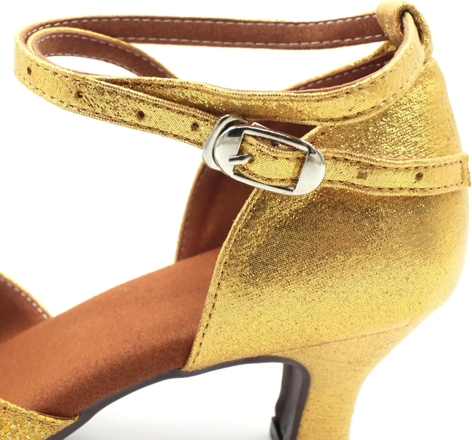 Dance Shoes Women Durable Glitter Ballroom Shoes with Cross Strap