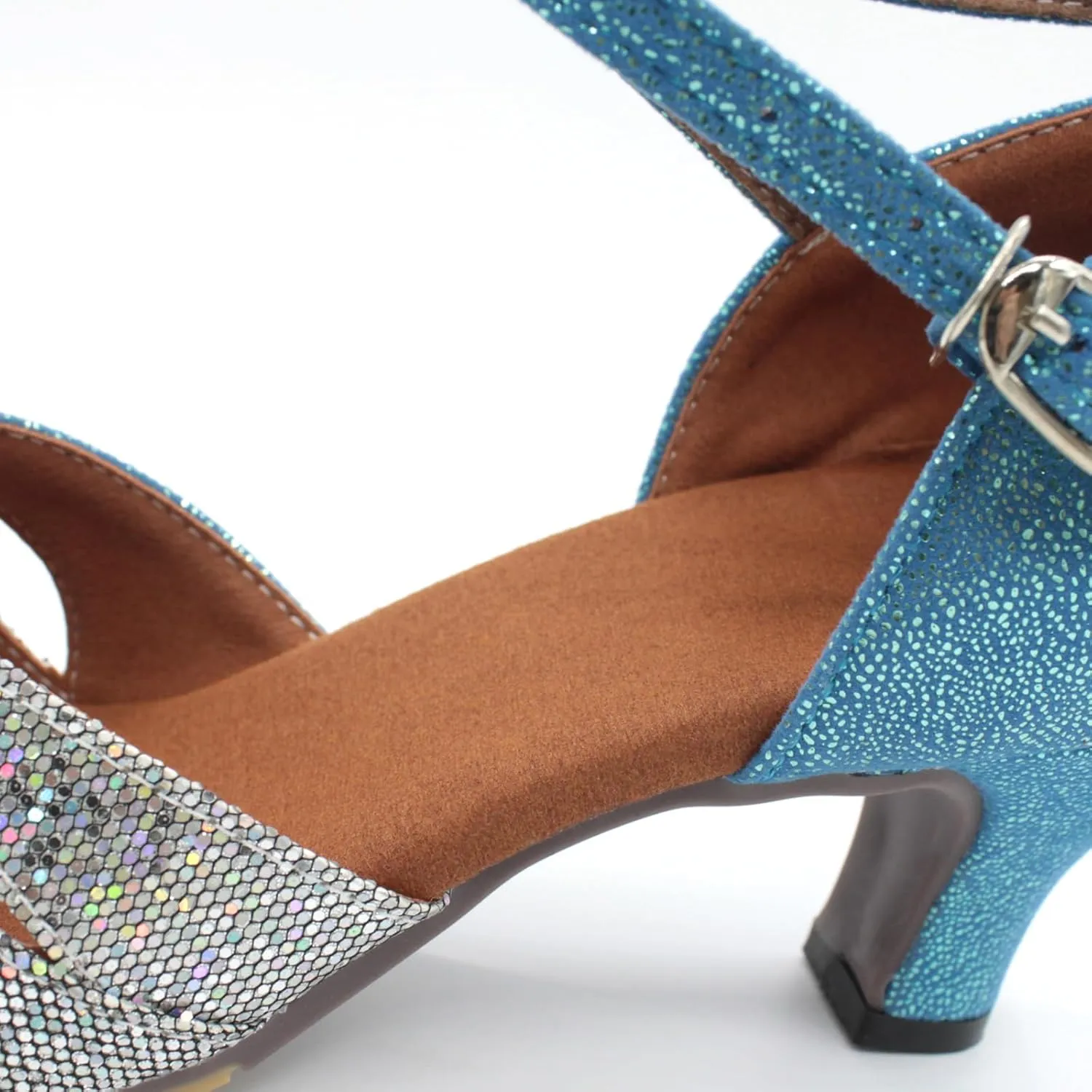 Dance Shoes Women Durable Glitter Ballroom Shoes with Cross Strap