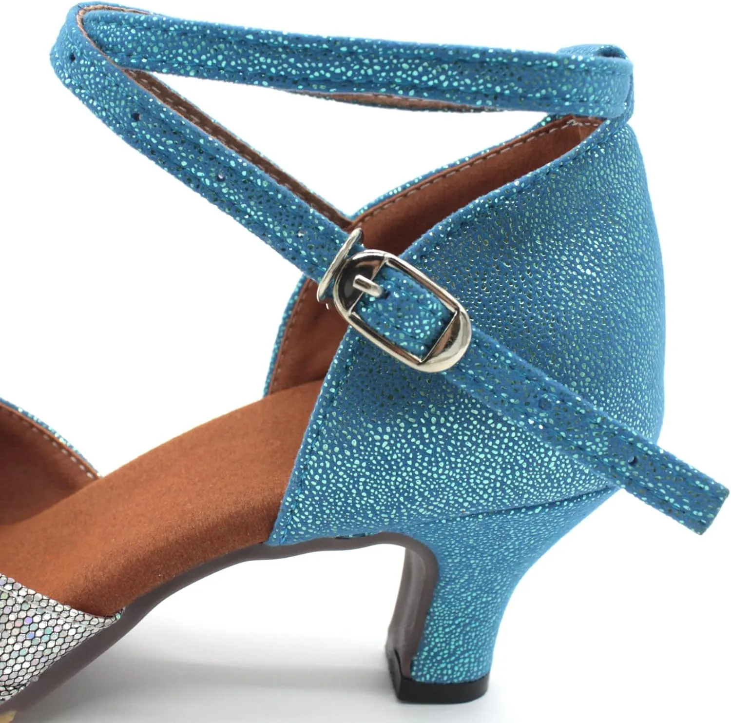 Dance Shoes Women Durable Glitter Ballroom Shoes with Cross Strap