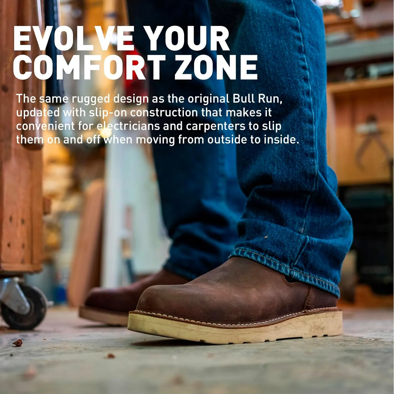 Danner Bull Run 6" Chelsea Steel Toe Work Boots for Men - Full-Grain Leather, with Oil and Slip-Resistant Wedge Outsole, EH Resistant and Made in USA