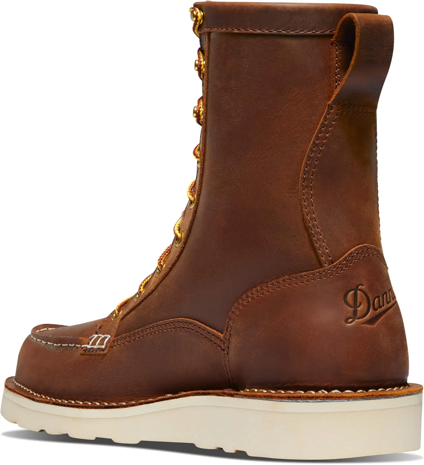 Danner Bull Run 8" Steel Toe Moc Toe Boots for Men - Made in USA, Electrical Hazard Work Boots - Ortholite Footbed, Wedge Outsole, Full-Grain Leather, Tobacco ST