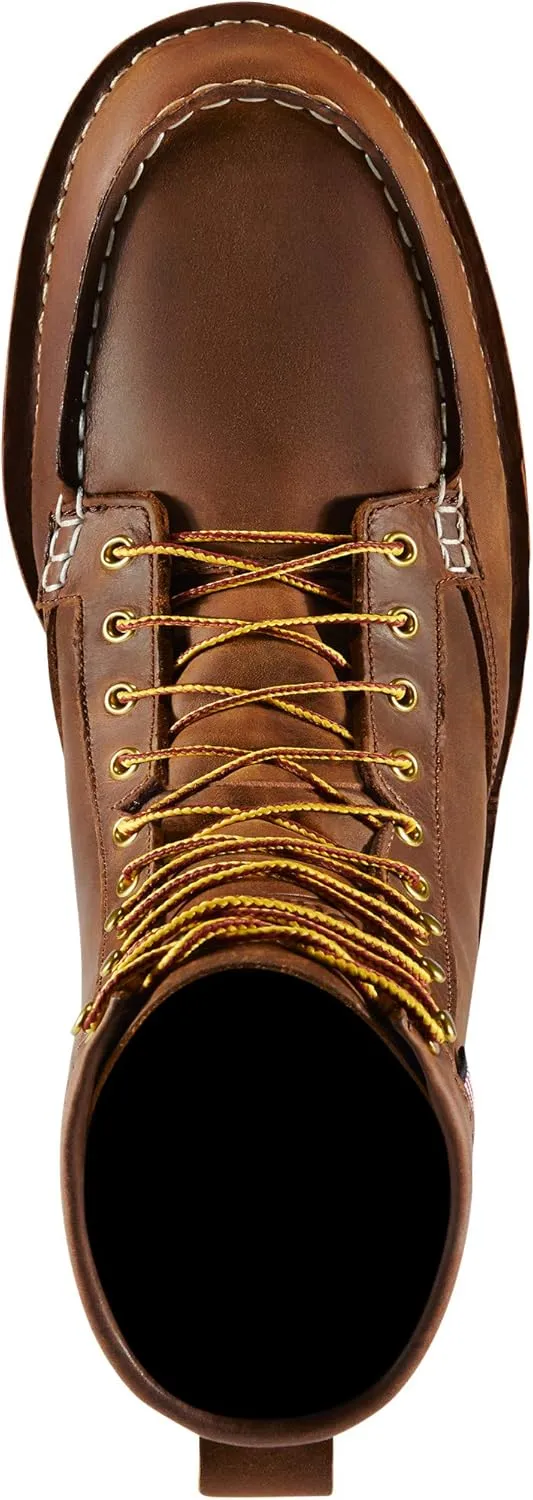 Danner Bull Run 8" Steel Toe Moc Toe Boots for Men - Made in USA, Electrical Hazard Work Boots - Ortholite Footbed, Wedge Outsole, Full-Grain Leather, Tobacco ST