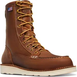 Danner Bull Run 8" Steel Toe Moc Toe Boots for Men - Made in USA, Electrical Hazard Work Boots - Ortholite Footbed, Wedge Outsole, Full-Grain Leather, Tobacco ST