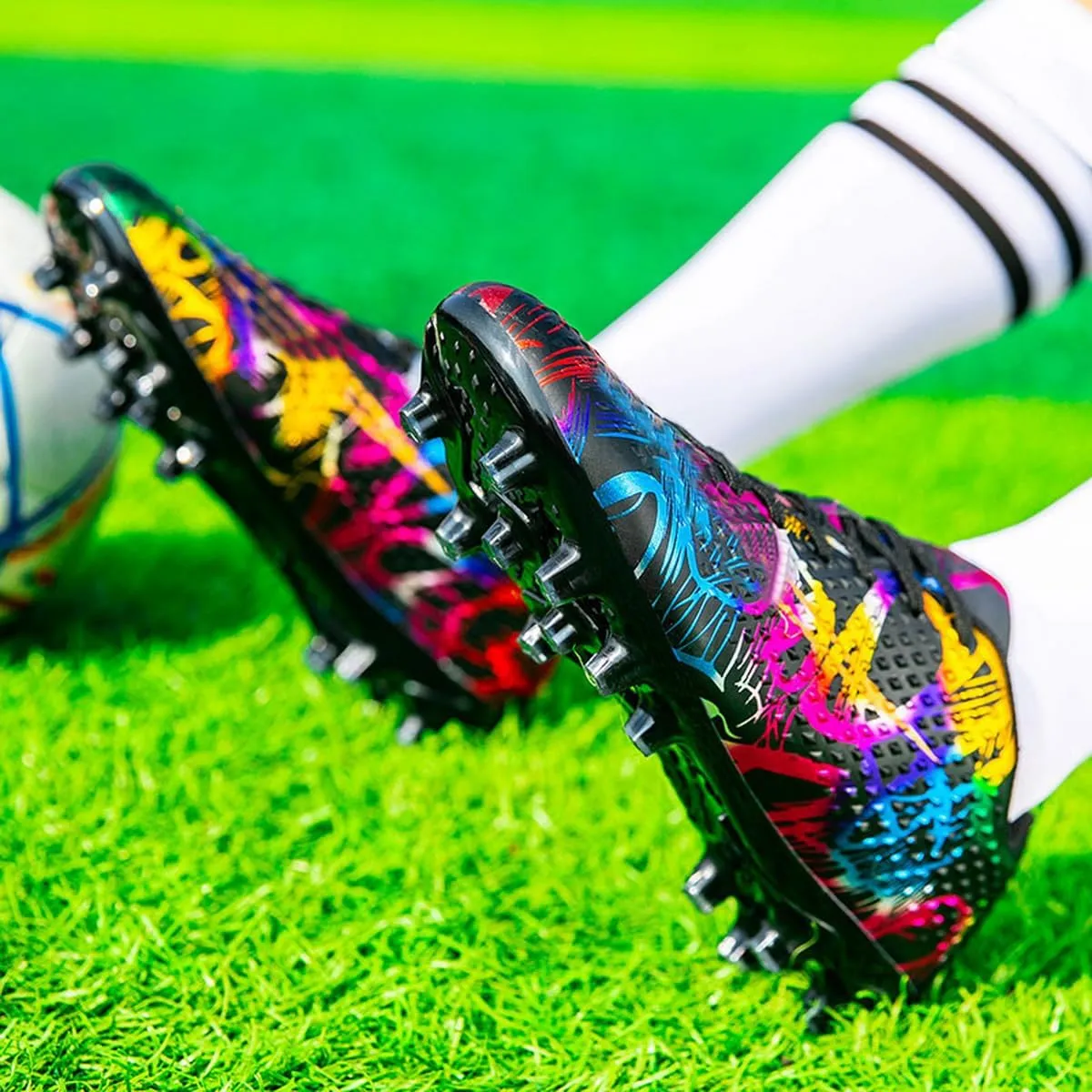 DHOVOR Mens Womens Soccer Cleats FG Football Shoes Unisex Adult Athletics Football Trainers Football Cleats Teenagers Soccer Shoes