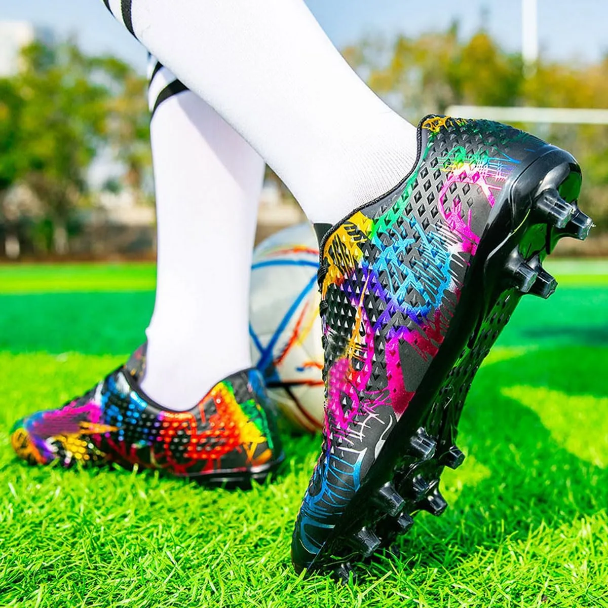 DHOVOR Mens Womens Soccer Cleats FG Football Shoes Unisex Adult Athletics Football Trainers Football Cleats Teenagers Soccer Shoes